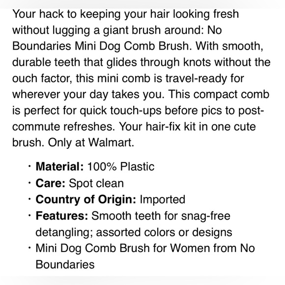 🔴 3/$12 No Boundaries Dog Hair Comb NIP Brown Mini Detangling Travel Comb 🐕 🐶 🪮 - Picture 3 of 6